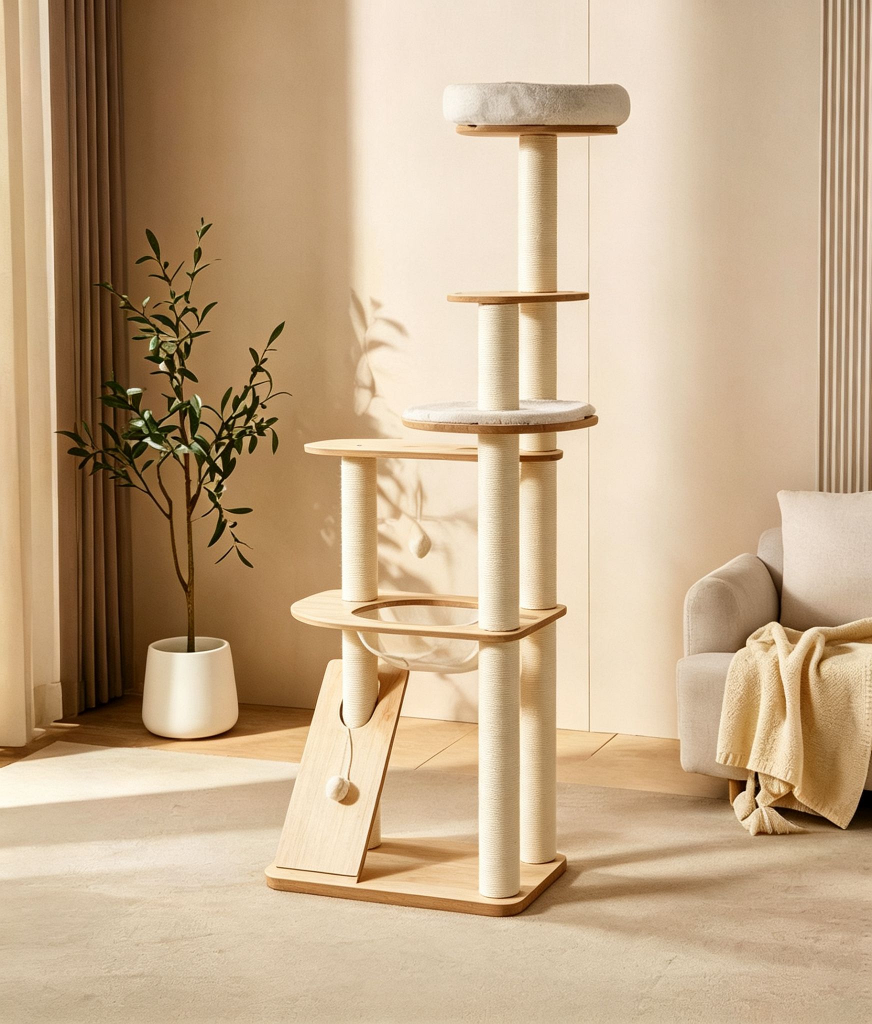 Scandinavian Gray Felt Cat Tree (Large) — image 3