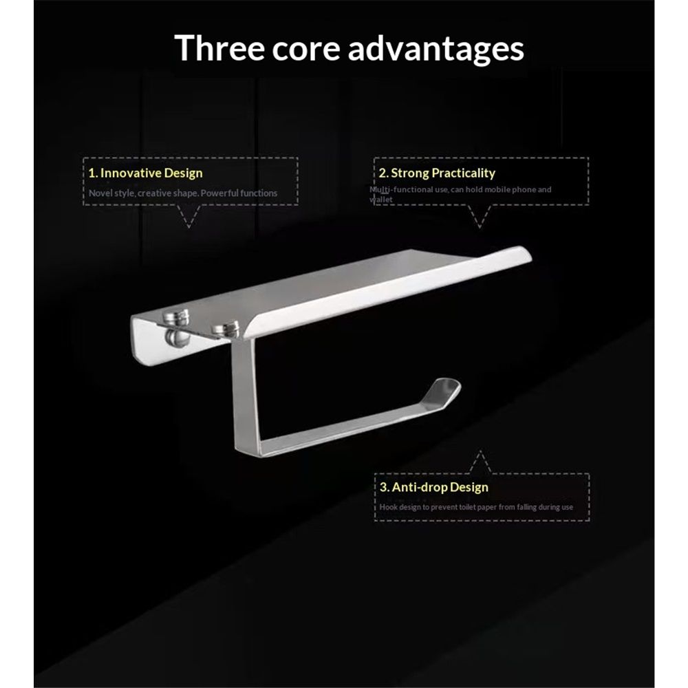 Toilet Paper Holder, Stainless Steel Bathroom Tissue Roll Holder,Screw Wall Mount Tissue Holder for Bathroom Washroom,Modern Toilet Paper Holder Rustproof — image 3