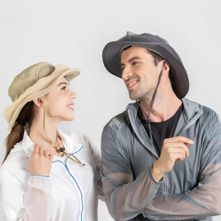 Beige Outdoor Mosquito Net Hat - Sun Protection and Insect Repellent Bucket Hat — image 4