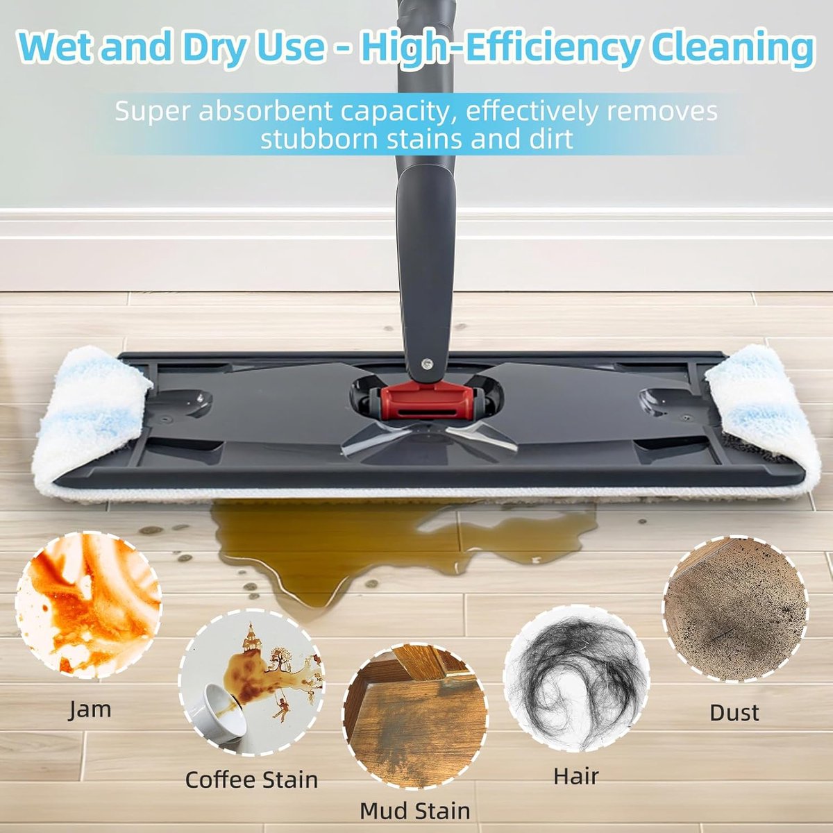 6-piece replacement mop pad set suitable for O Cedar H2prO mop system, suitable for Vileda H2PrO Flat Mop Refill Kit - mop head replacement - replacement mop — image 4