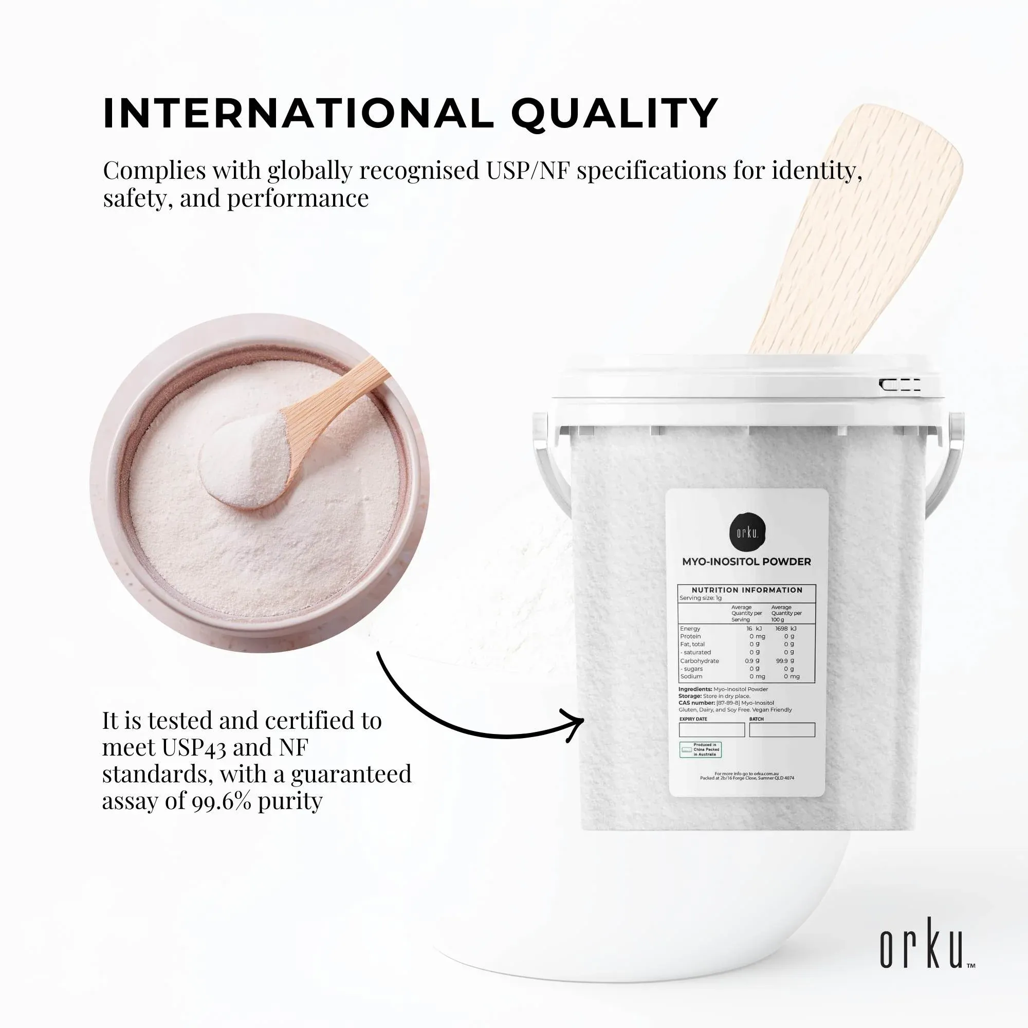 Orku 800g Myo Inositol Powder Tub - USP Grade High Purity Unflavoured โ image 4