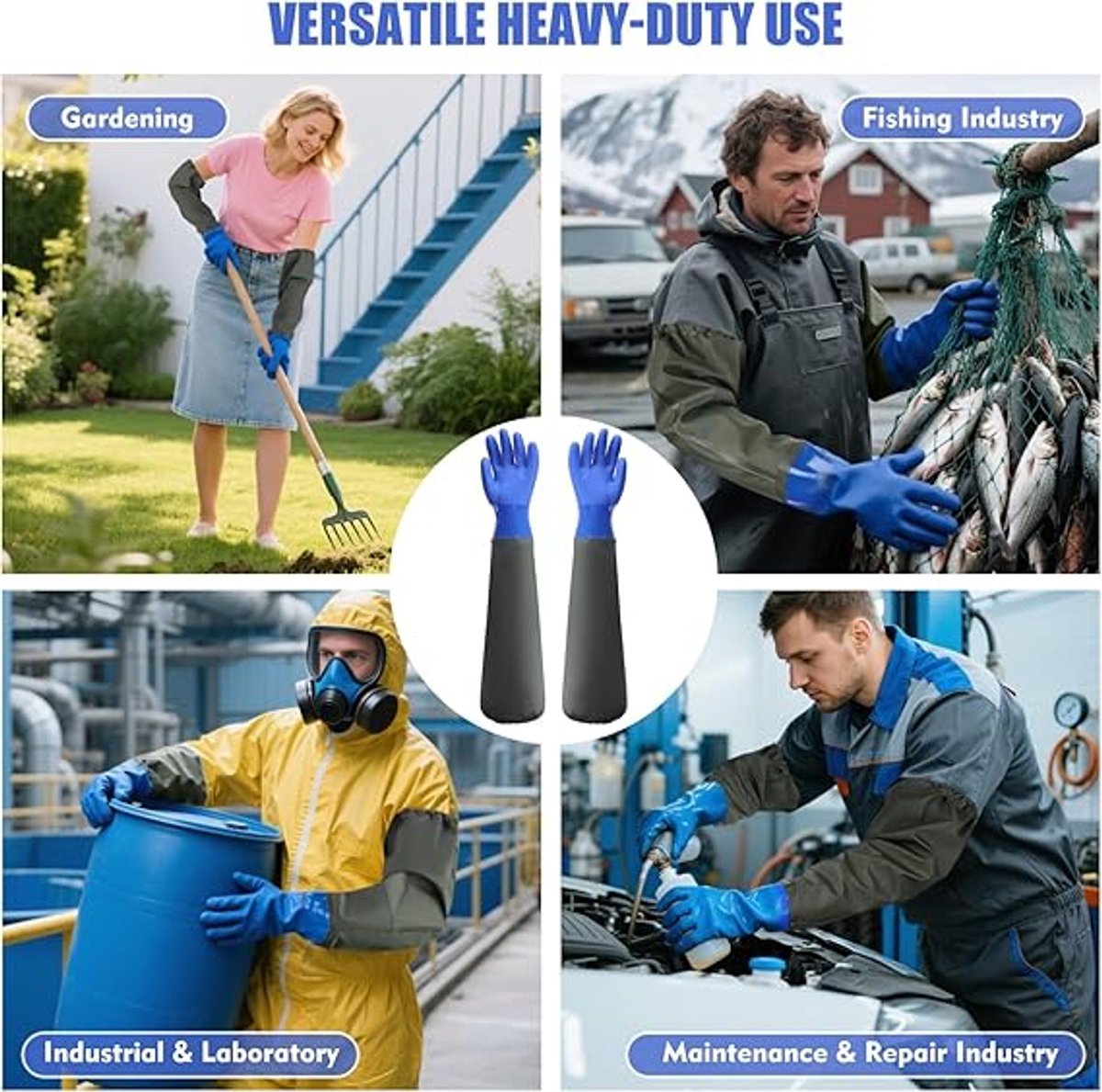 Long rubber Gloves - Waterproof gloves - Pond gloves - Car wash gloves - Clothing gloves - Care gloves - Waterproof/oil-resistant/acid- and alkali-resistant — image 3