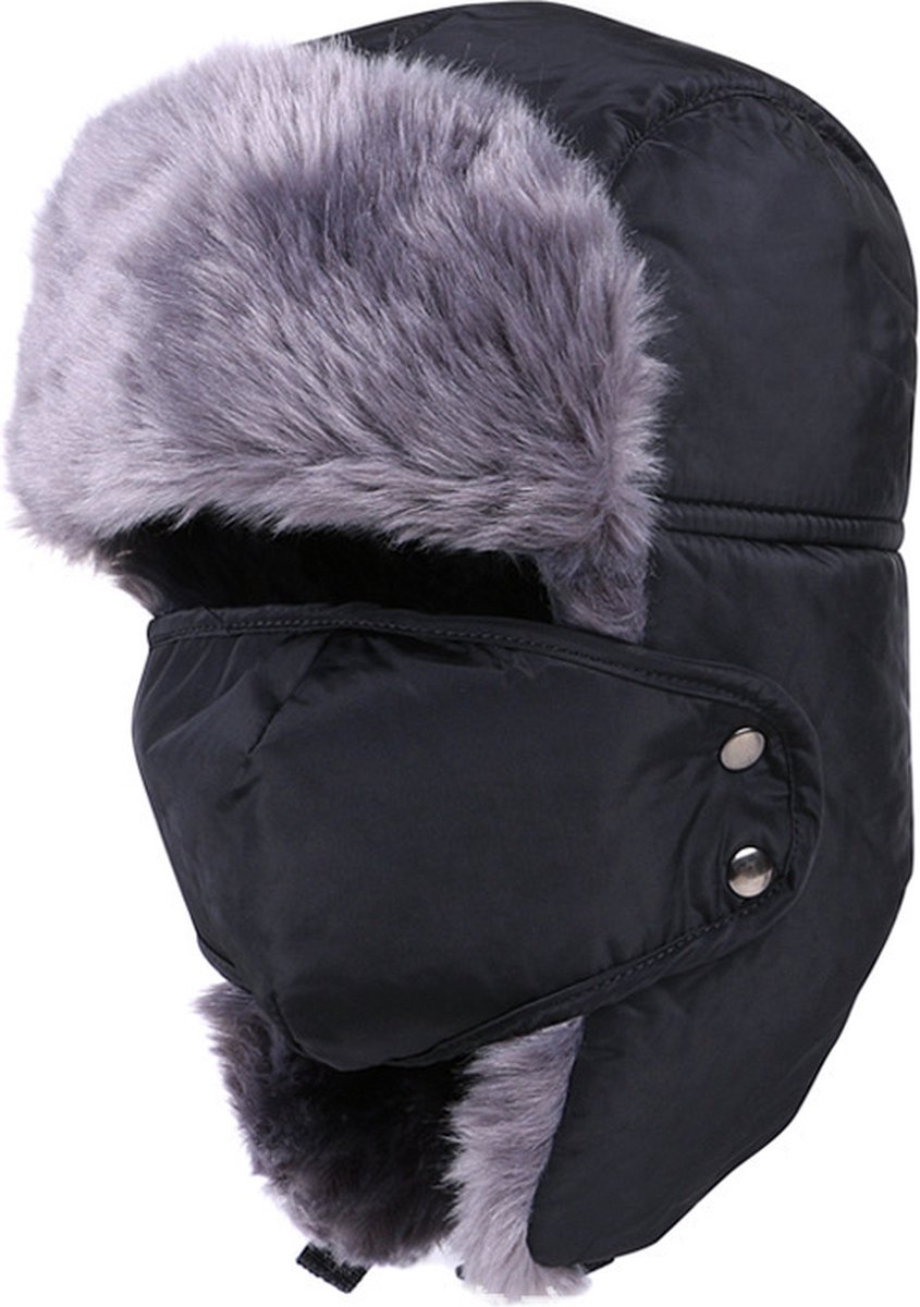 Winter Trapper Hat - Winter Hat Keeps Warm - Cotton Hat - Windproof Warm - For Snowboarding Skating Cycling - Soft Comfortable With Elastic - 3 In 1 - With