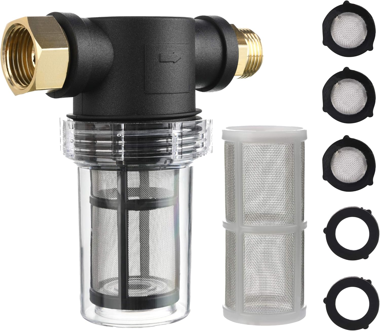 Garden Hose Filter for Pressure Washer inlet Water, Inline Filter for Sediment, 40 Mesh Screen, Extra 100 Mesh