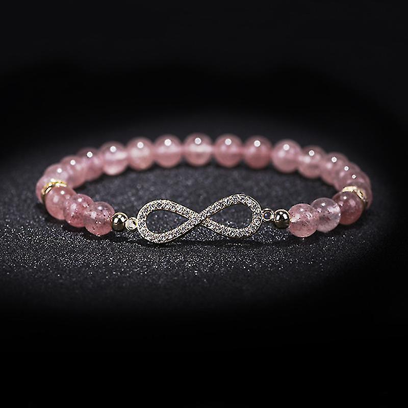 Natural Strawberry Healing Bracelet Women's Girl's Crystal Round Bead Zircon Hand Chain โ image 2