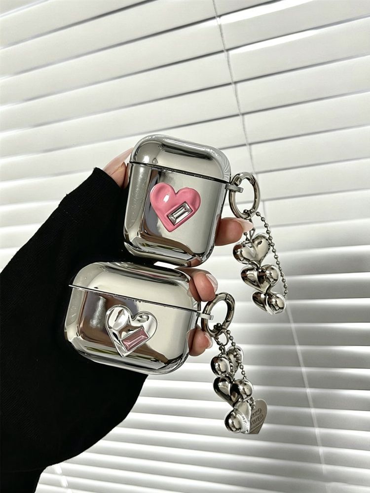 AirPods 4 Textured Pink Heart Electroplated Case + 3 Heart Charms — image 3
