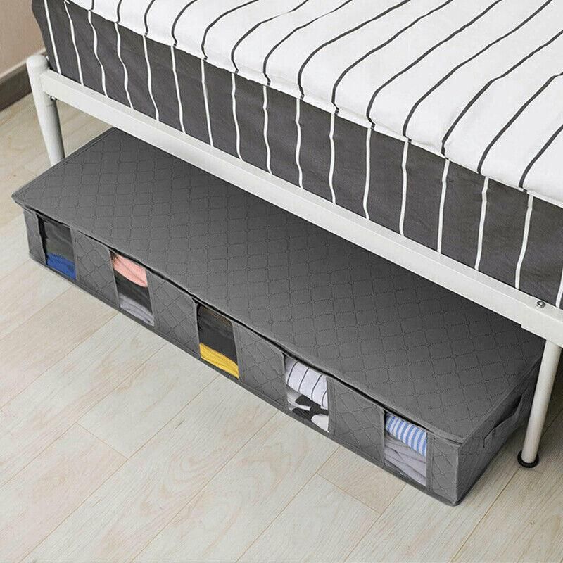 5 Compartments Clothes Shoes Under Bed Storage Organizer Box Bag Large Capacity - Blue — image 6