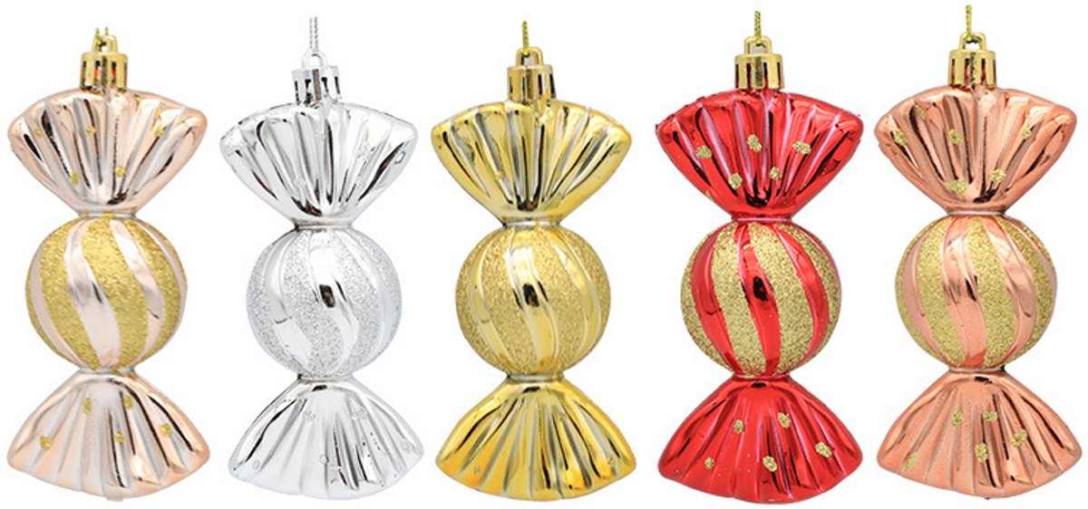Christmas Decorations - Painted Candy Tree Decorations - Rose Gold (5 per box) — image 2