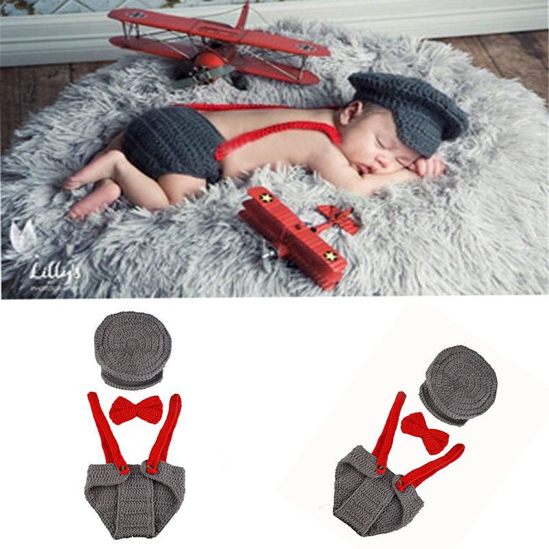 Newborn Photography Props Baby Girl Photoshoot Outfits Photo Prop for Infants Air Force Pilot — image 3