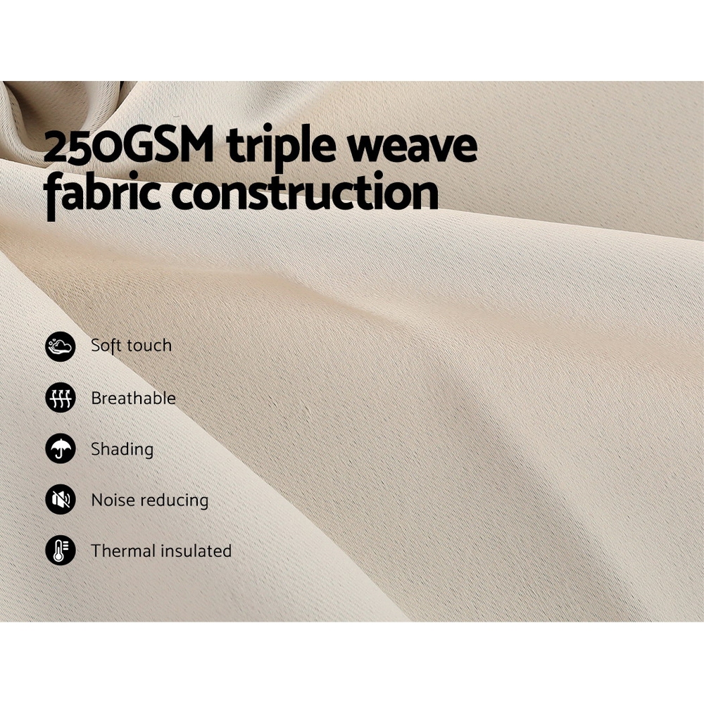 Artiss 2X Blockout Curtains Eyelet 300x230cm Beige — image 5