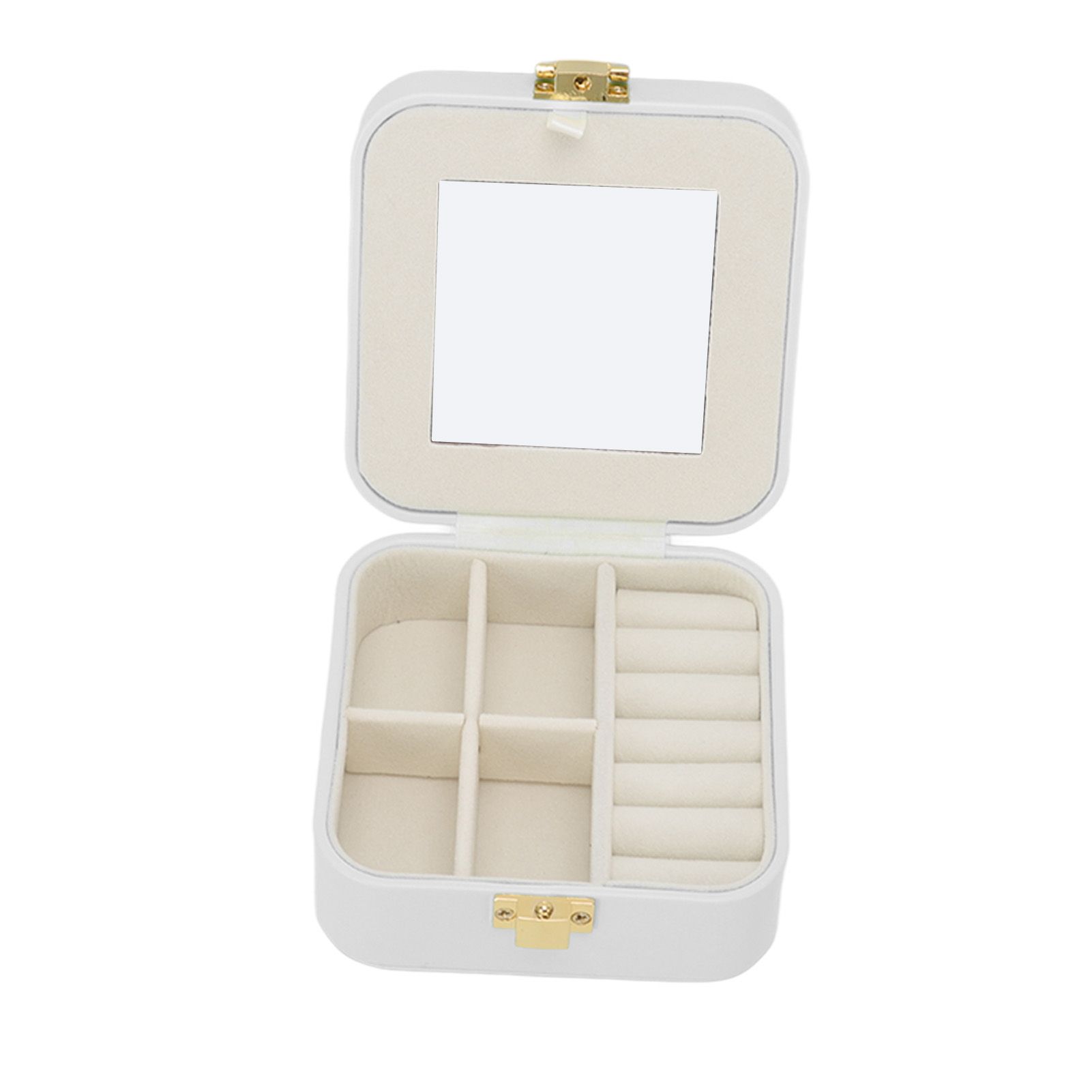 Jewelry Case Small Jewelry Box Organizer Display Storage Portable for Rings and Earrings Beige โ image 6