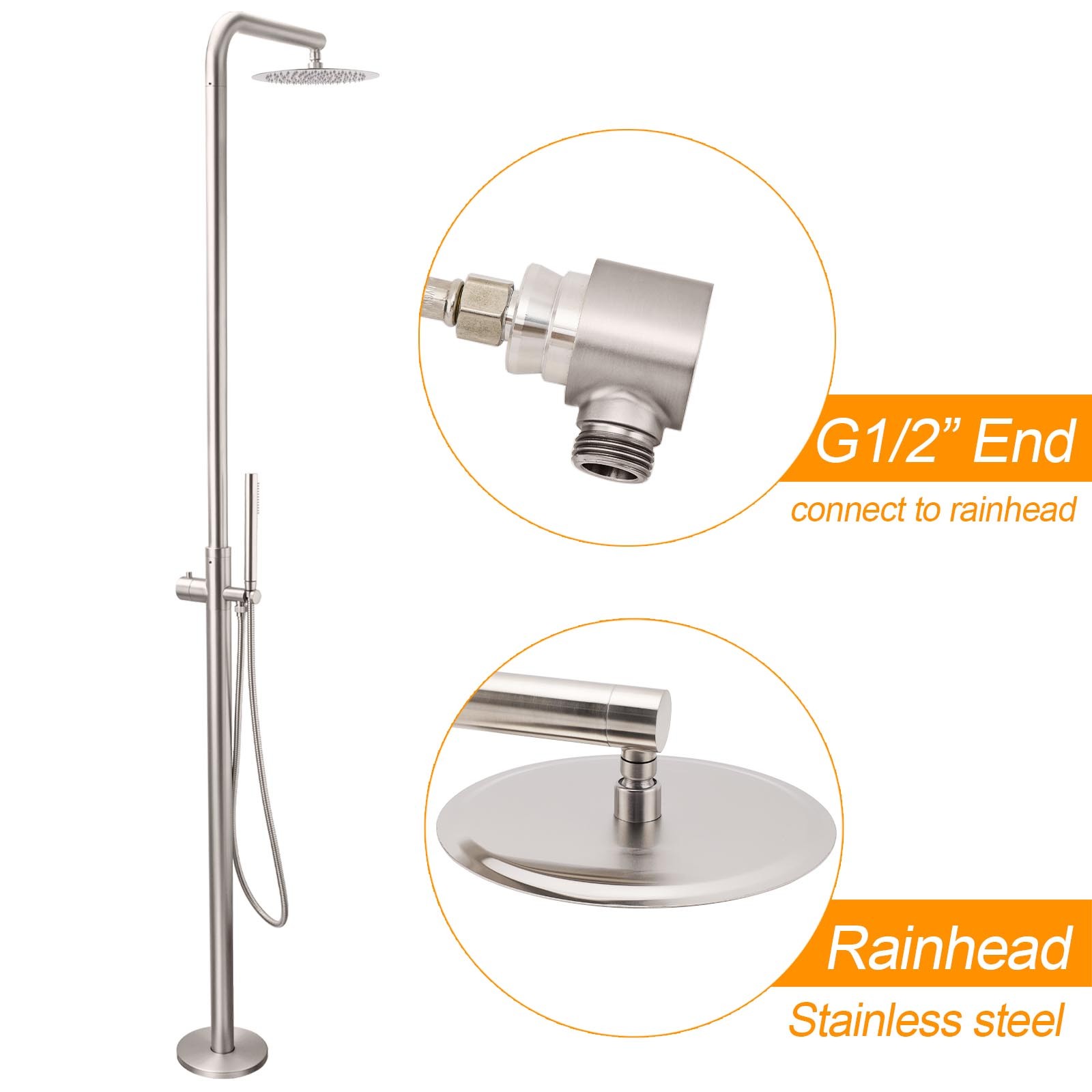 Watermark Brushed Nickel Dual Shower Handset Combo Outdoor Round 10" Head 316SUS โ image 2