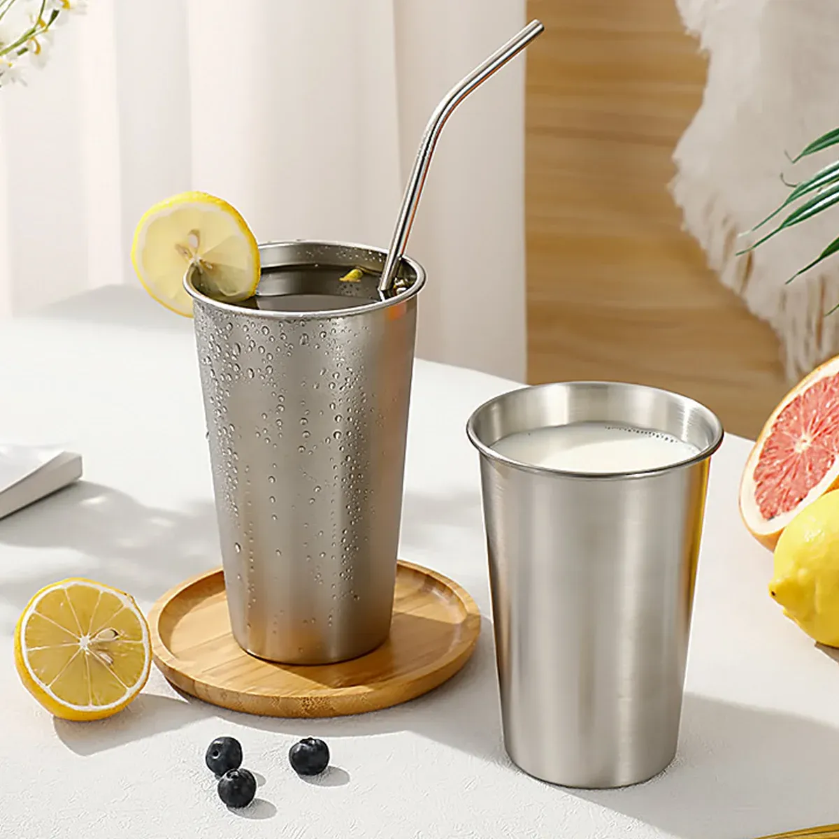 Stainless Steel Cups 8PCS Beer Water Coffee Milk Tea Mugs Reusable Drinkware — image 4