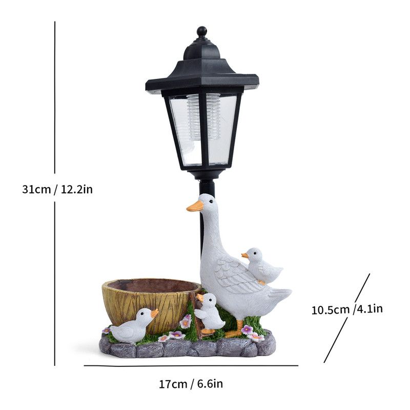Creative Cute Duck Resin Flower Pot Solar Outdoor Light, Courtyard and Garden Decorative Ornament—Retro Lawn Ambiance Night Light, Multifunctional Flower Pot — image 2