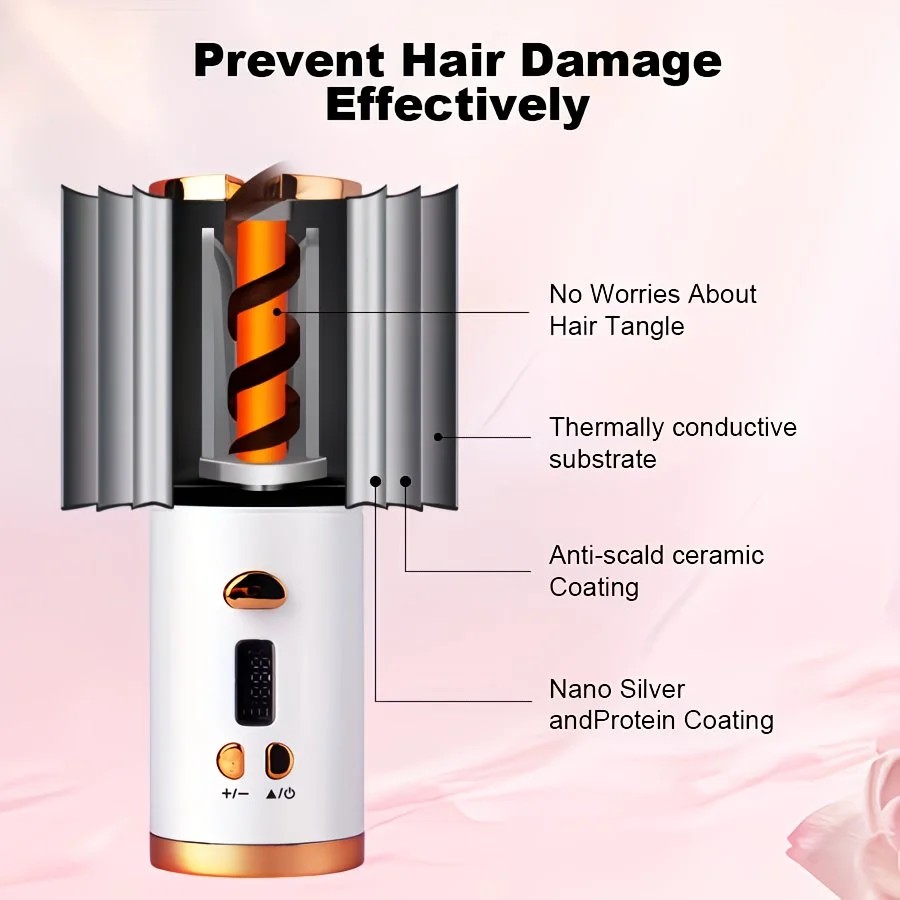 Automatic Hair Curling Wand, Tangle-Free Design, Portable USB Charging Rotating Curling Iron with Ceramic Barrel, Suitable for Long Hair, Fast, Ideal for — image 5
