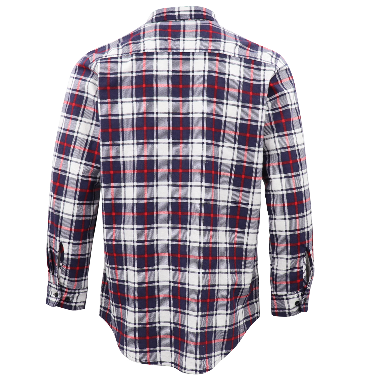 Men's 100% Cotton Flannelette Shirt Long Sleeve Plaid Check Flannel w Pockets, Snowfall Navy Plaid, S โ image 3