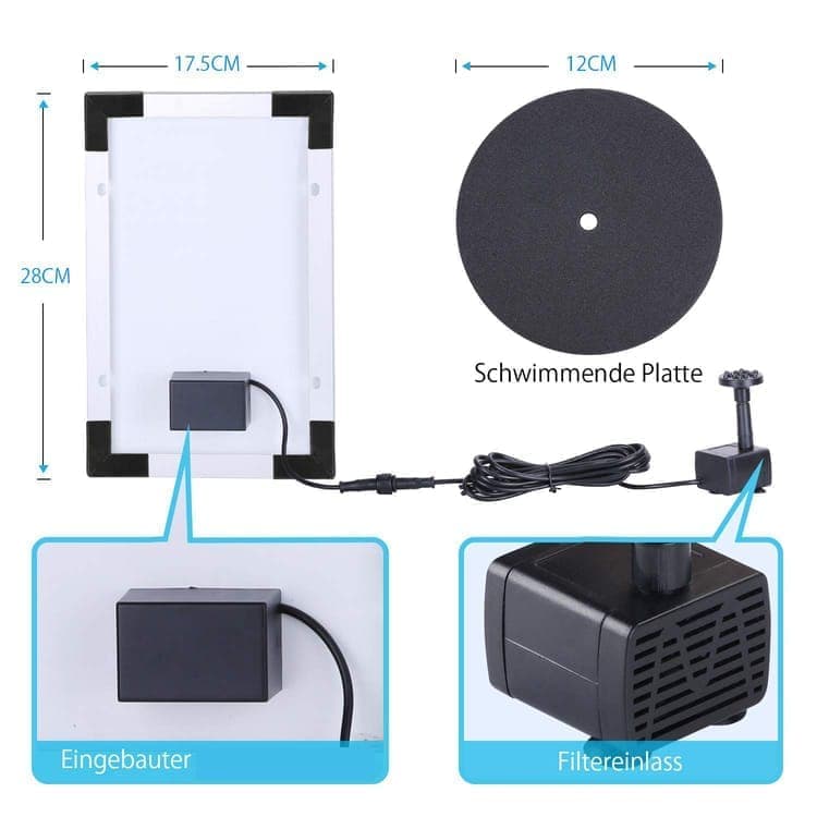 5W Solar Fountain Pump with 6 Nozzles, Floating Bird Bath, Solar Powered Garden Water Pump — image 5