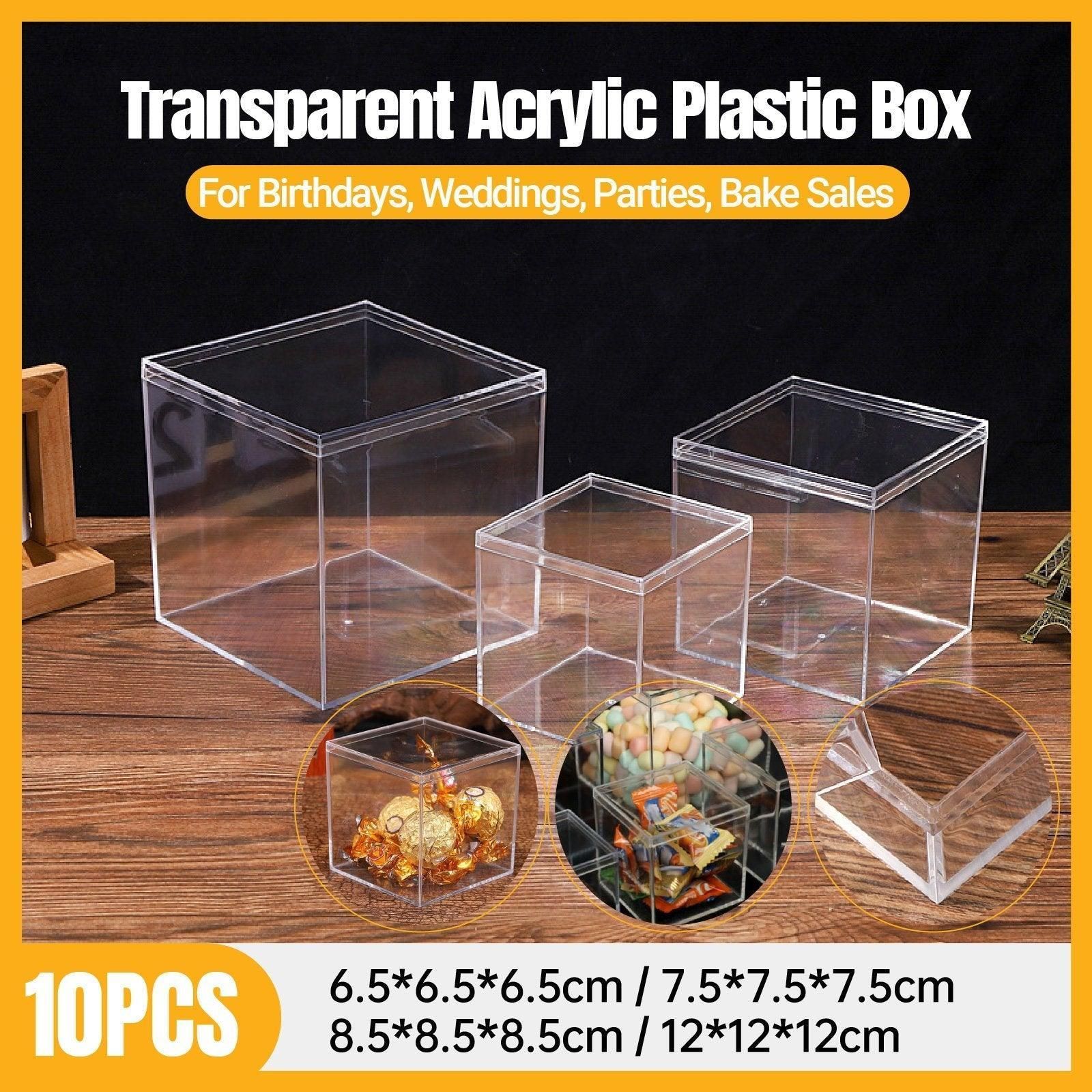 10pcs Clear Acrylic Plastic Boxes Square Storage Containers for Food Small Item - 10pcs-85-85-85 โ image 2