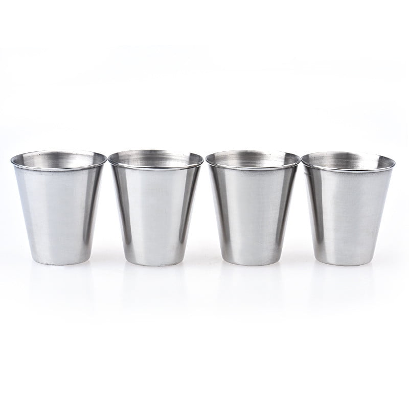 Wine Glass, 4 Small Wine Glasses with Sleeves, 4 Stainless Mug Tea Coffee Set Camping Steel Drinking Tumbler Cup of Glass and Bottle Z3-F — image 6