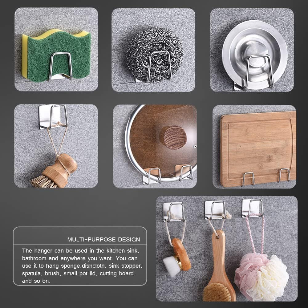 Sponge Holders for Kitchen Sink Adhesive Sponge Holder Sink Caddy 304 Stainless Steel Rust Proof Waterproof, Quick Drying — image 6