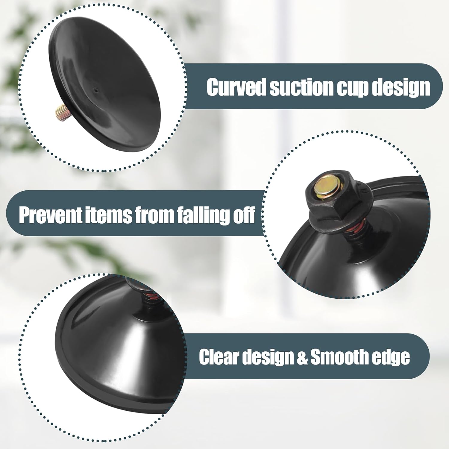 Biaungdo 6 Pack 55mm/2.16inch Strong Adhesive Suction Cup with M6 × 14mm Thread Screw, Black Thread Screw PVC Sucker Pads Holder, Glass Sucker Suction Cup — image 4