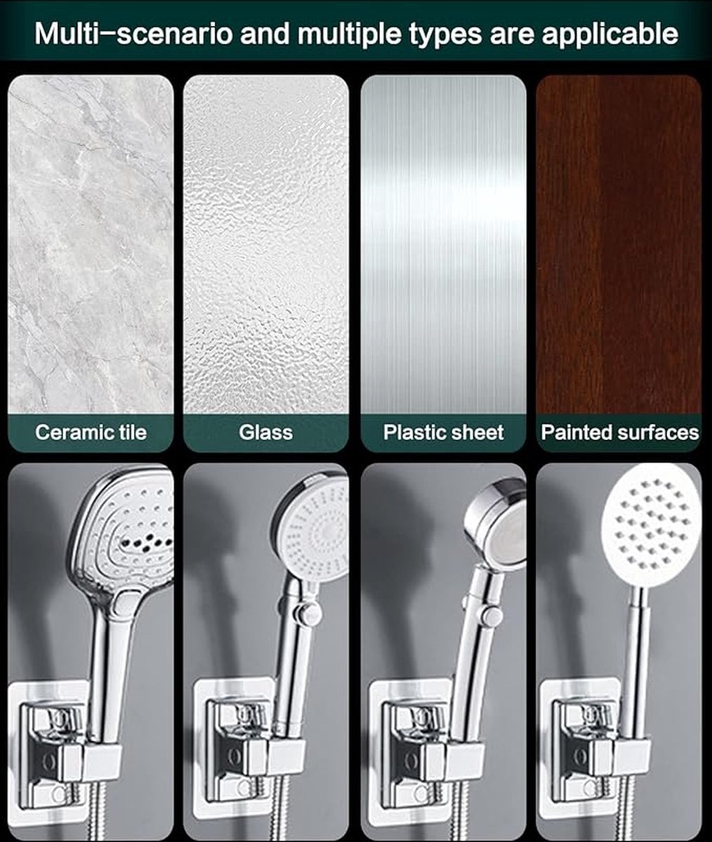 Shower Head Holder - 360° Adjustable - Hand Shower Holder - Strong Paste - Water Resistant - No Drilling Required - Moisture Resistant - Self-Adhesive — image 2
