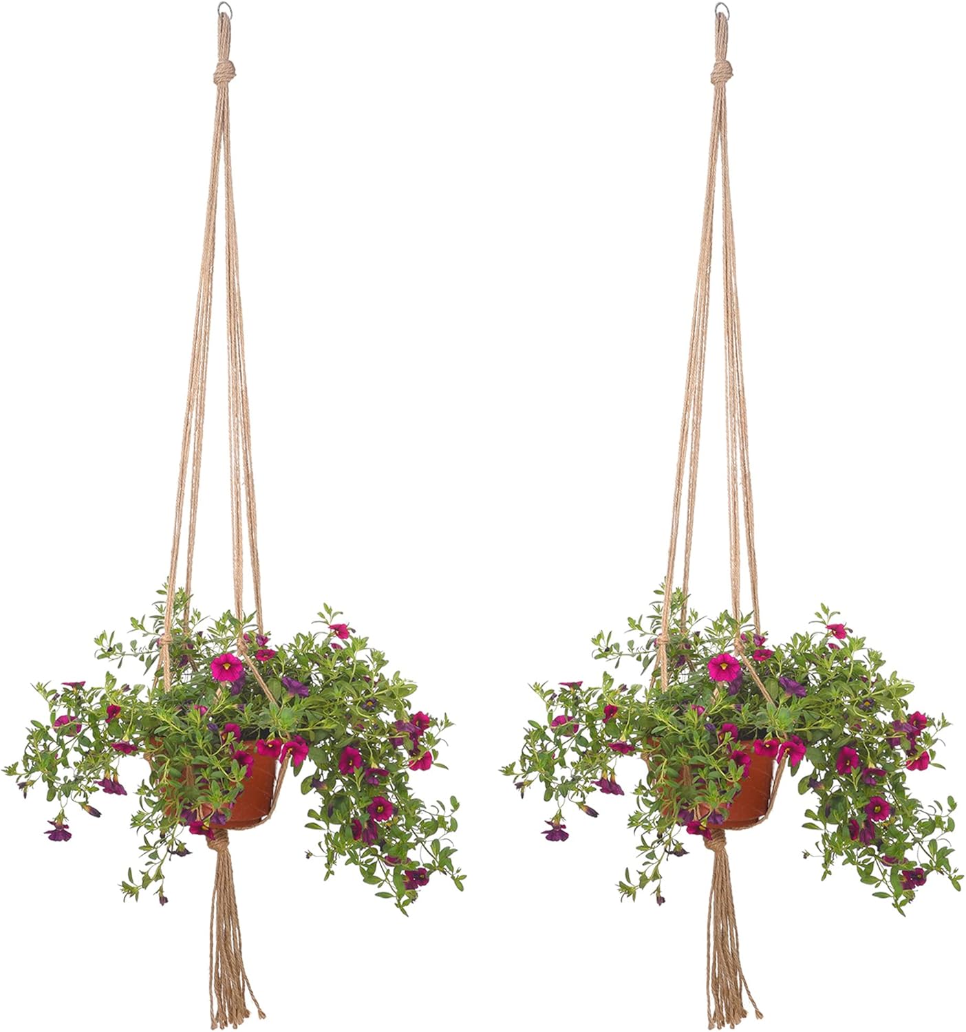 2 Pack 48 Inch Large Macrame Plant Hanger Rope to Hang Flower Pot Plant Holder for Indoor Outdoor Decorations, 4 Legs (Linen Color) — image 5