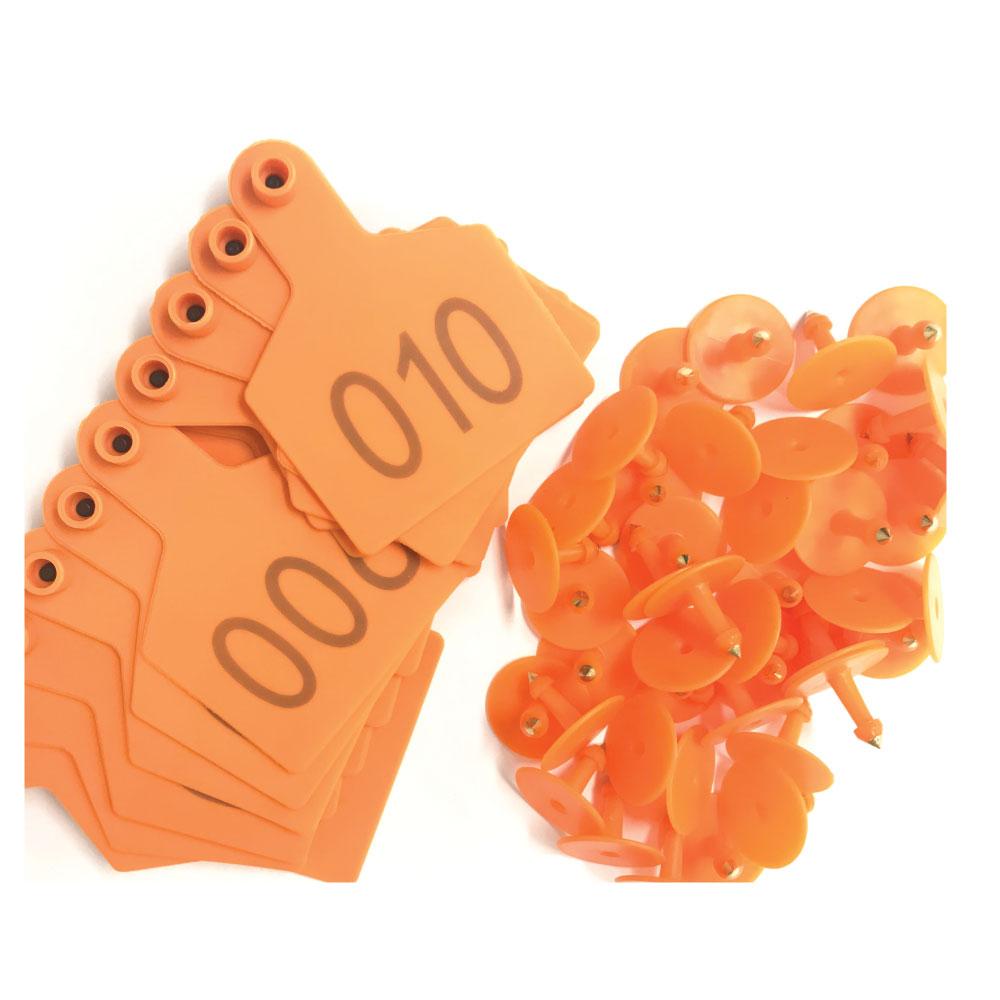 1-100 Cattle Number Ear Tags 7.5 × 10cm Set - XL Orange Cow Sheep Livestock Labels — image 2