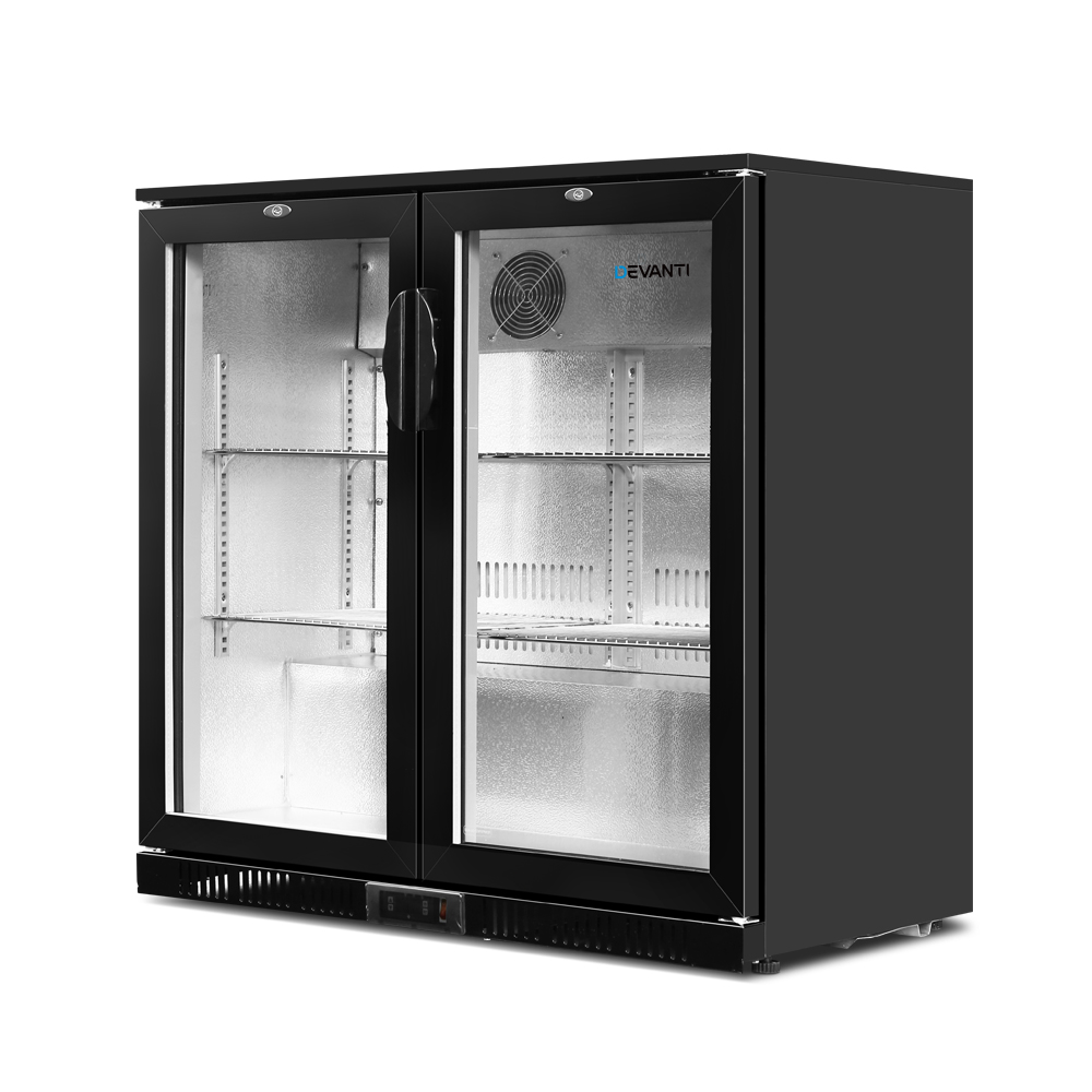 Devanti 198L Bar Fridge Dual Glass Door w/Light Black — image 6