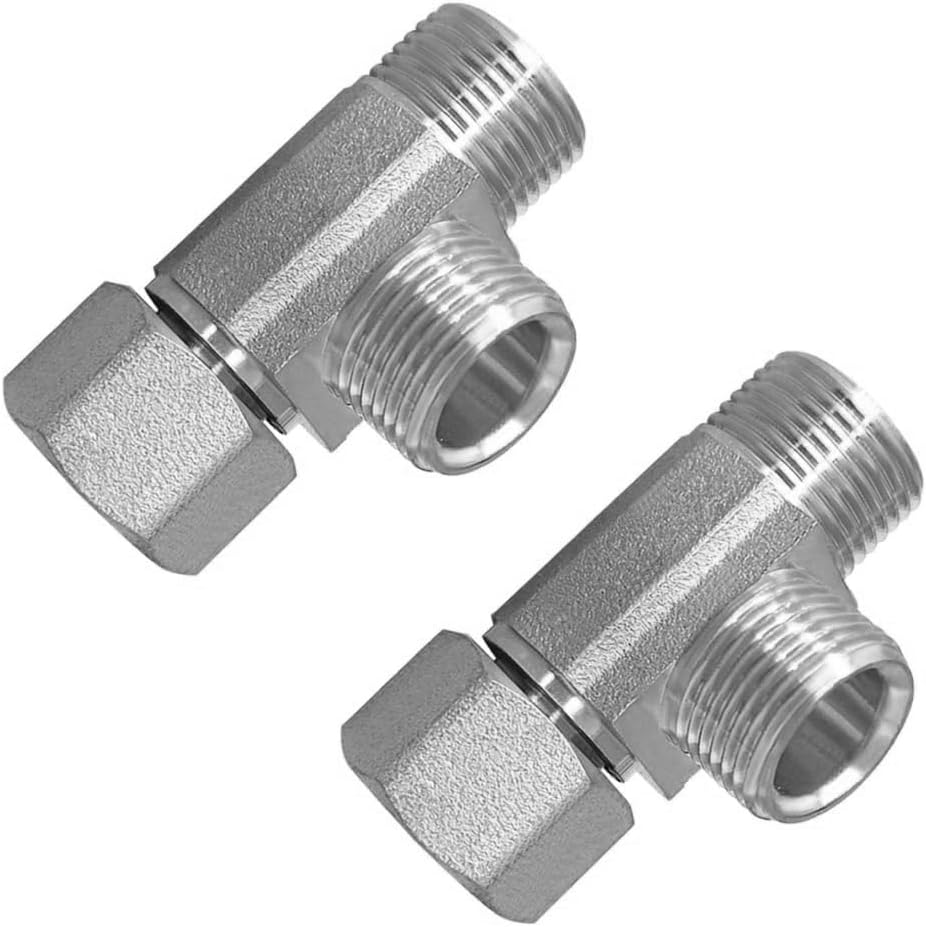 2PCS Lead-Free Brass Nickel Plating Angle Stop Add-A-Tee Valve 3/8" COMP Inlet x Outlet for Faucet/Glass Rinser/Dishwasher/Toilet Tank