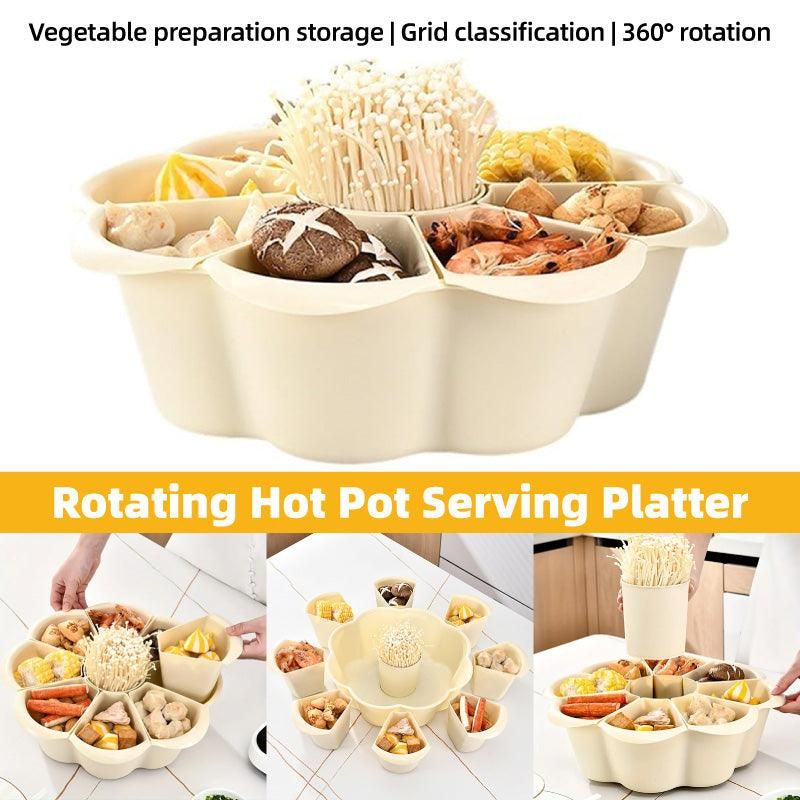Multifunctional Hot Pot Platter 9 Grid Serving Dish Vegetable Snack Plate Tray