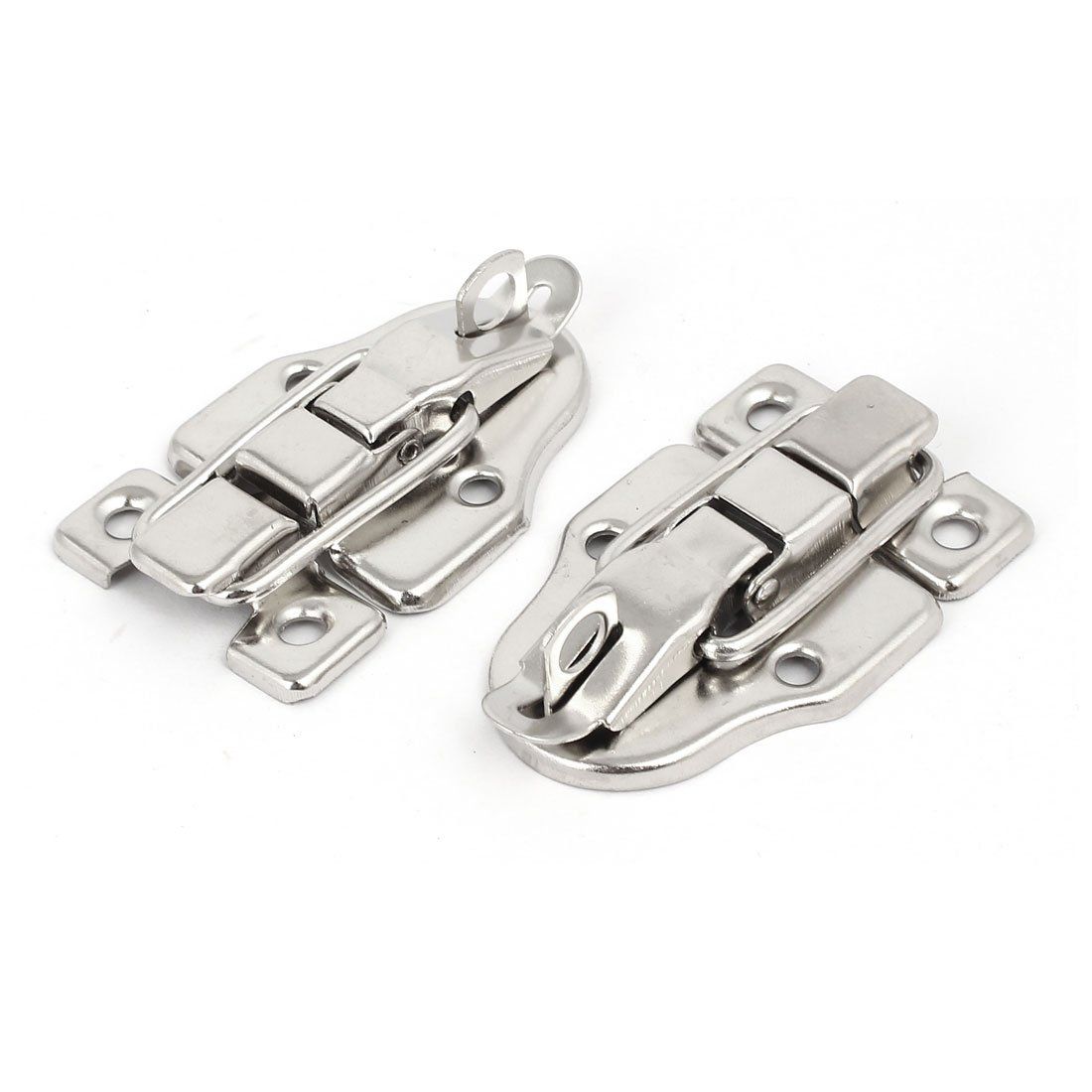 2Pcs Modern Silver Style Duckbilled Hasp Clasp Latch Lock Box Toggle Latch with Padlock Hole for Jewelry Box Cabinet