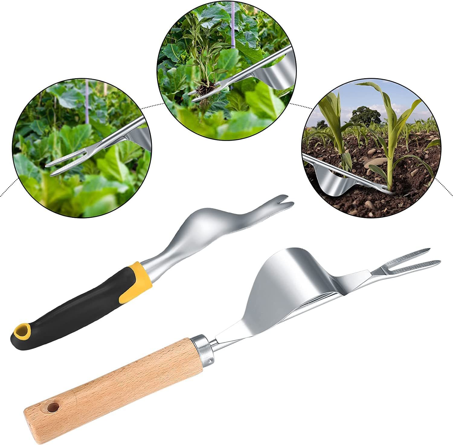 2 Pcs Hand Weeder Puller Tool, Manual Weed Puller Tool Kit, Garden Manual Weeder Removal Tools with V-Shaped Forks