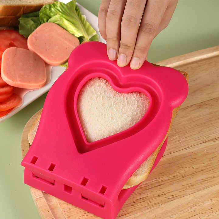 3 Pcs Pink Heart Sandwich Maker Sealer - DIY Toast Pocket Bread Cutter & Sealer Mold (PP + 304 Stainless Steel) โ image 4