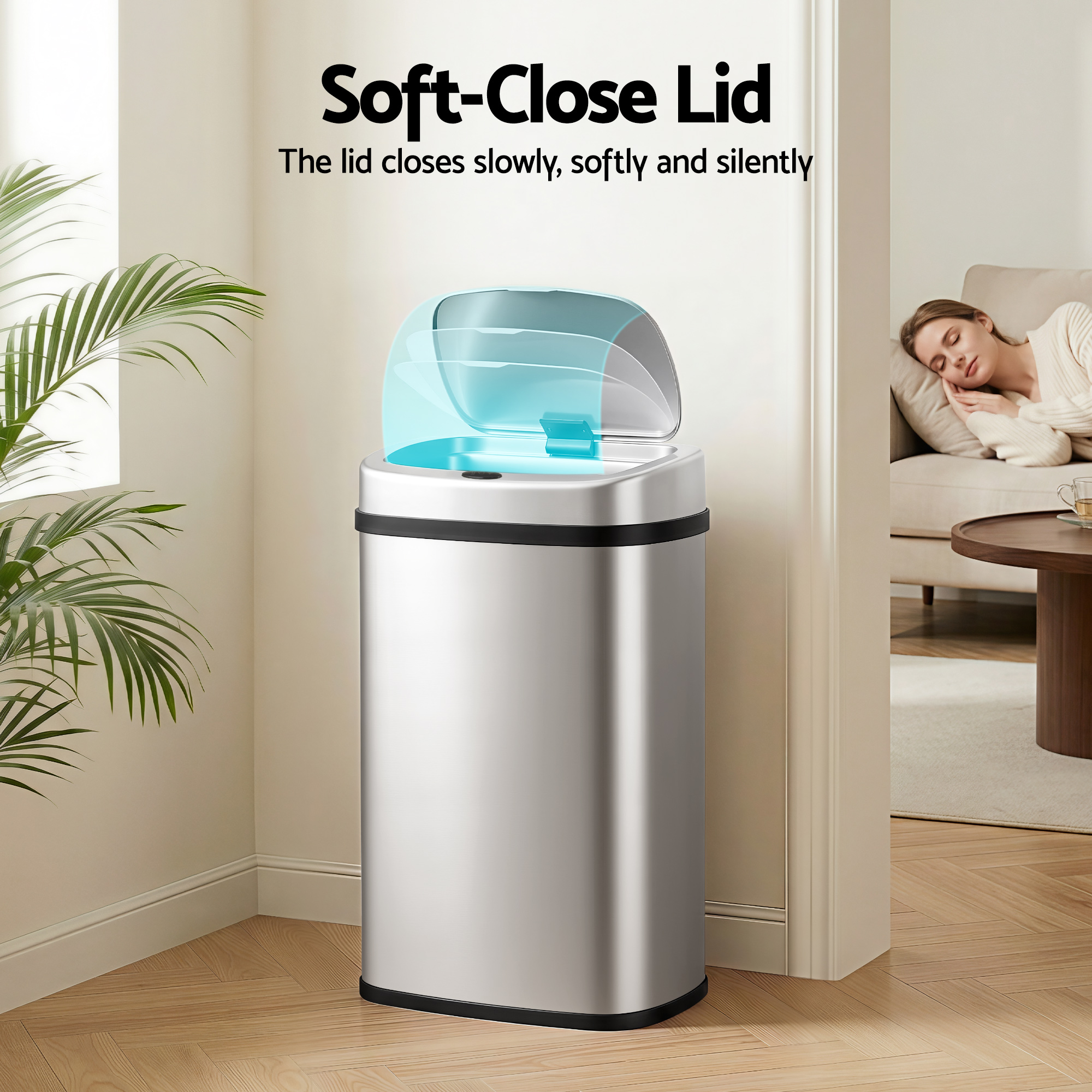 Devanti 50L Sensor Bin Motion Rubbish Automatic Silver โ image 6