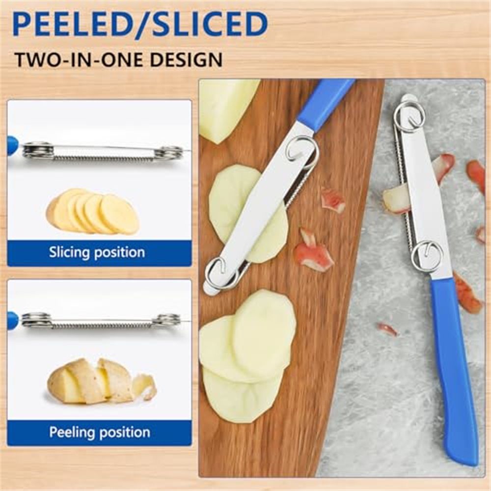 Quick Slicing Knife, New 3 in 1 Multifunctional Fruit Peeling Knife with Removable Spring, Kitchen Household Sharp Stainless Steel Fruit and Vegetable Fruit — image 3