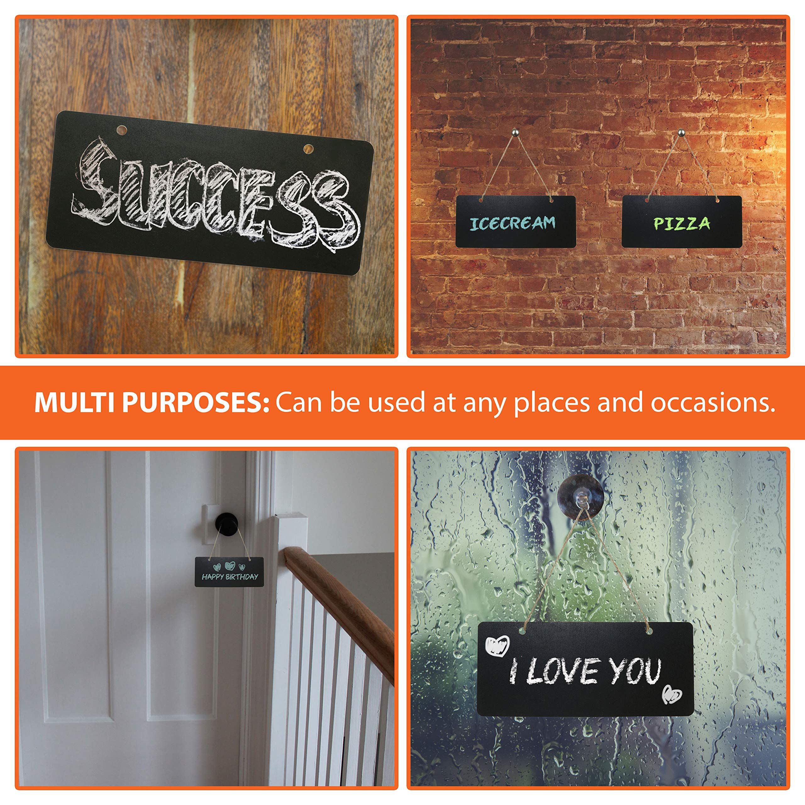 Chalkboard Hanging Signs Erasable Wood Rectangle Small Vintage Rustic Blackboard Message Memo Display for Wedding, Bar, Restaurant, Kitchen Pantry & Wall — image 5
