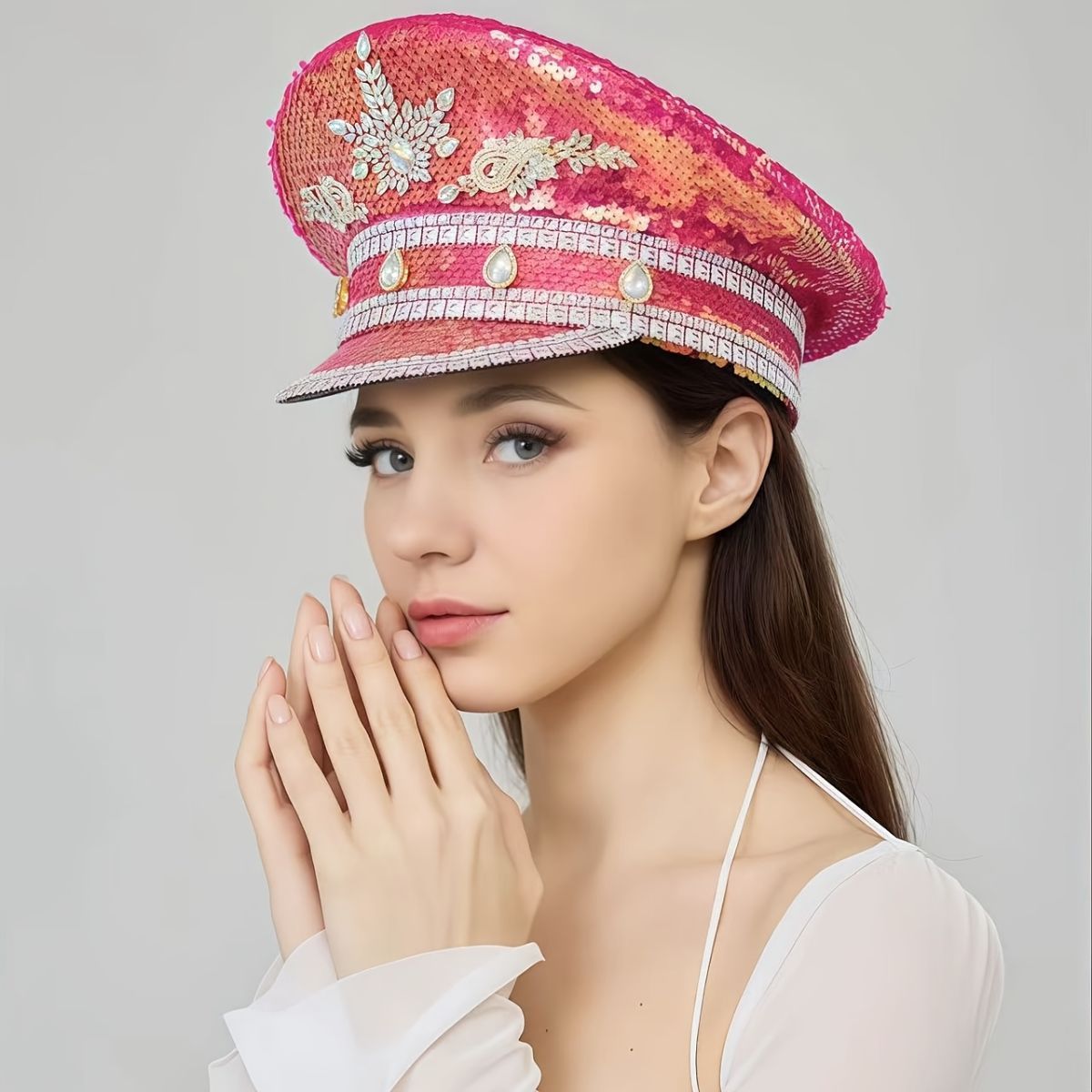 shiny rhinestone captain hat โ image 5