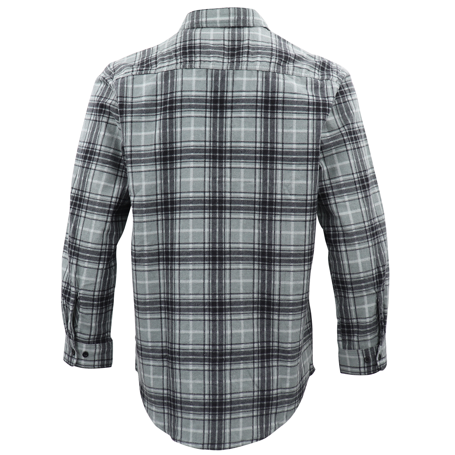 Men's 100% Cotton Flannelette Shirt Long Sleeve Plaid Check Flannel w Pockets, Granite Gray Plaid, S โ image 3