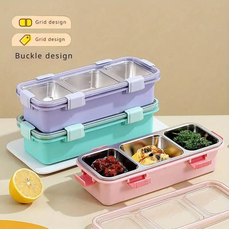 Stainless Steel Lunch Box Compartment Bento Box Food Container for Meal Prep Use - Pink โ image 5