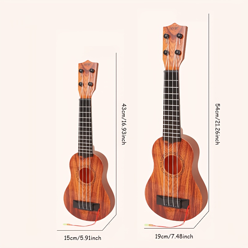 Acacia wood 17-inch Playable Ukulele Mini Guitar, lightweight and portable. Features comfortable nylon strings, includes a pick, and has open-style tuning pegs โ image 6