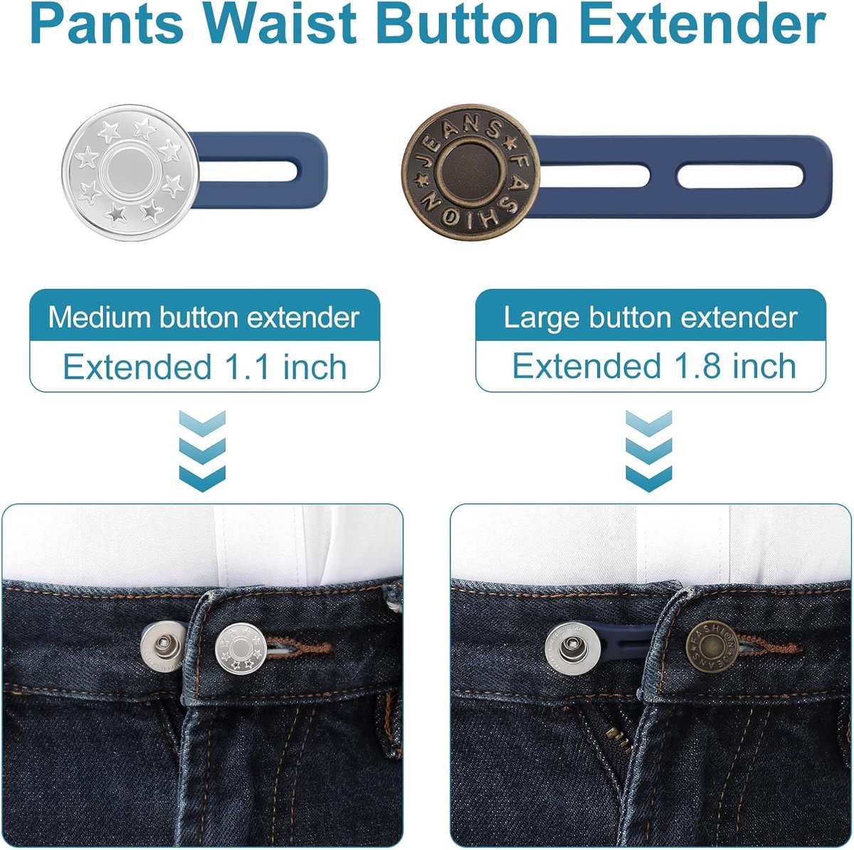 pieces jeans button extenders - Buttonhole Extender - Trouser Widening Button - Waistband Extenders - Unisex - Instant Waist Extender Buttons - Trouser — image 2