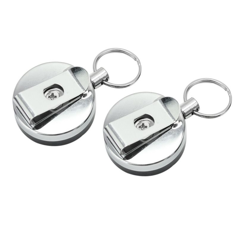 2Pack Heavy Duty Retractable Badge Holder Reel, Metal ID Badge Reel with Clip & Key Ring for ID Key Card Badge & Name Card Keychain โ image 2