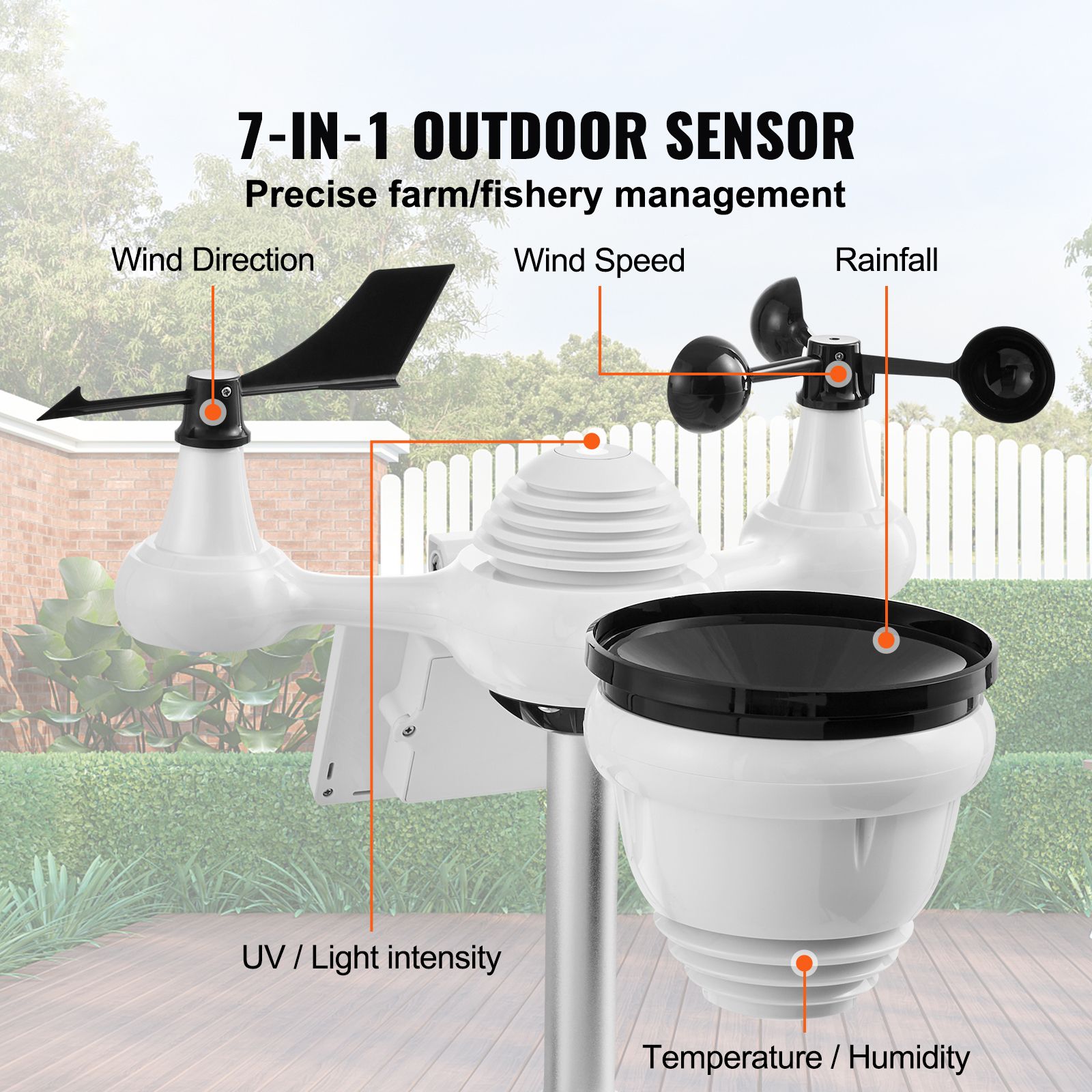 7-in-1 Wi-Fi Weather Station 177.8 mm TFT Display Wireless Outdoor Sensor — image 2