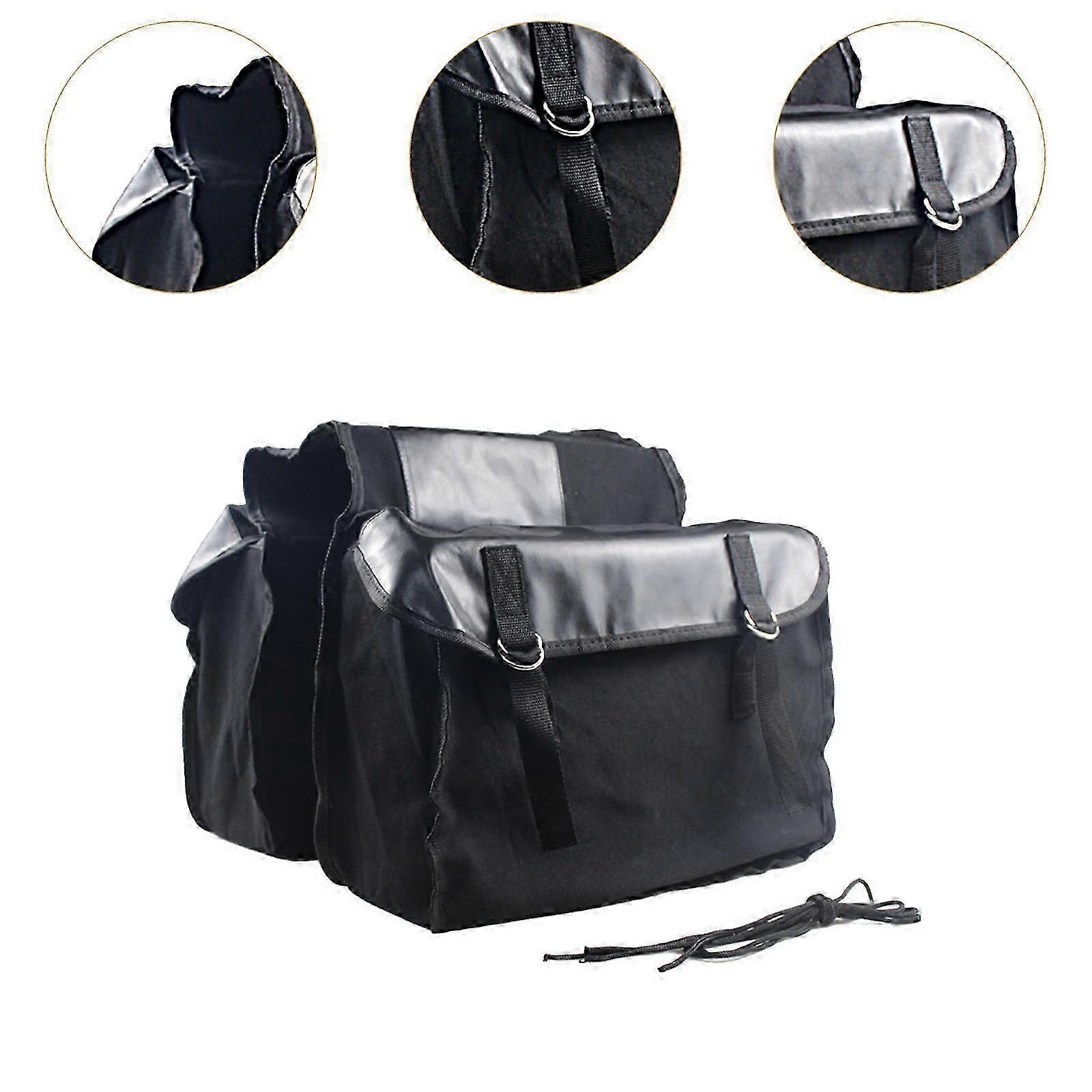 Double Side Bike Saddle Bag Cycling Bike Carrier Cargo Bag Storage Pouch Bike Trunk Bag Waterproof for Traveling Commuting - Black — image 3