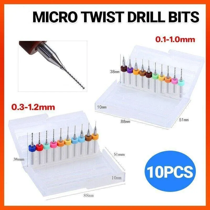 10X Tungsten Steel Micro Drill Bits 0.1-1.2mm for Rotary Tool - 0.1-1MM — image 2