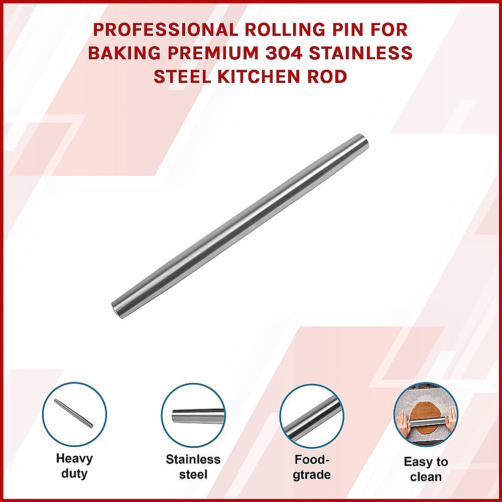 Professional Rolling Pin for Baking Premium 304 Stainless Steel Kitchen Rod โ image 3