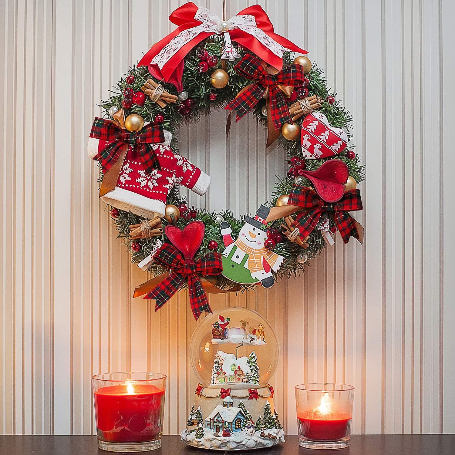Christmas Checkered Jute Ribbon with Wire Edge Red and Green, 5 cm x 6 m โ image 6
