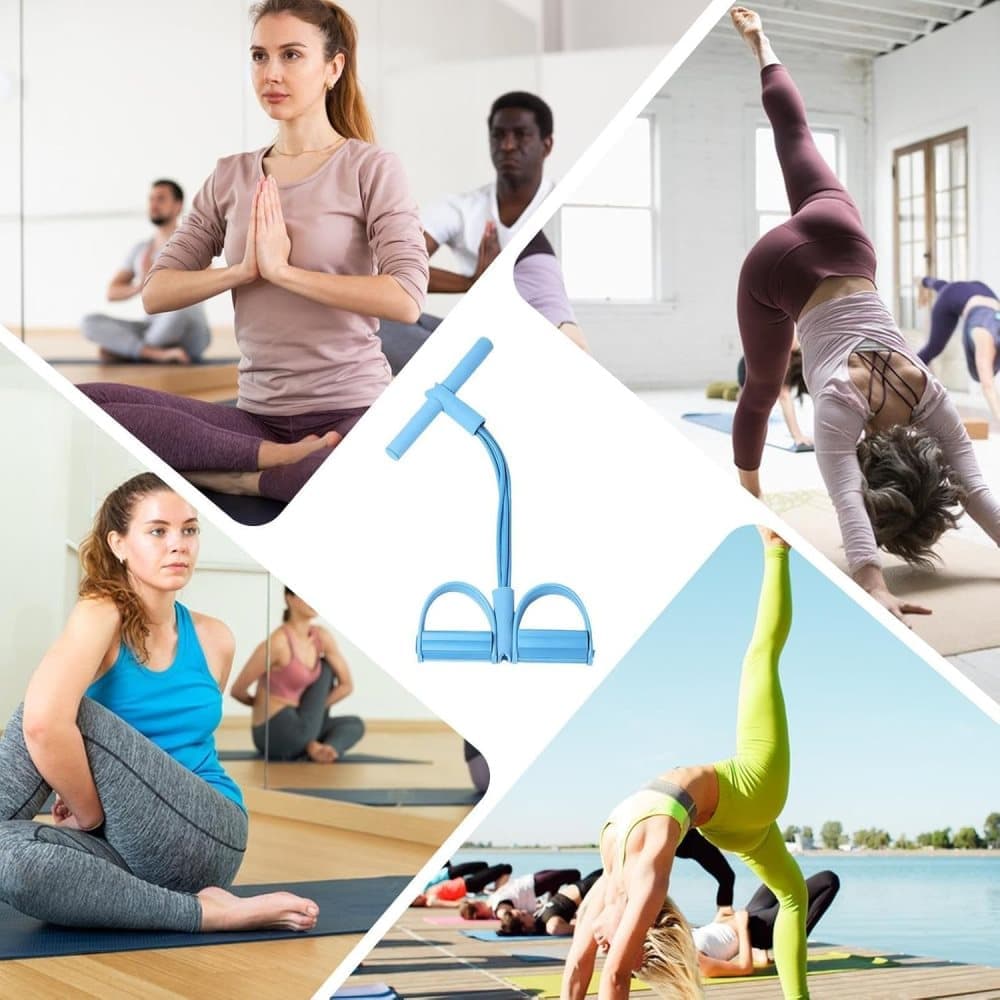 Abdominal trainer exercise band for sit-up training, multifunctional tension rope fitness pedal training slap pull band, Blue — image 5