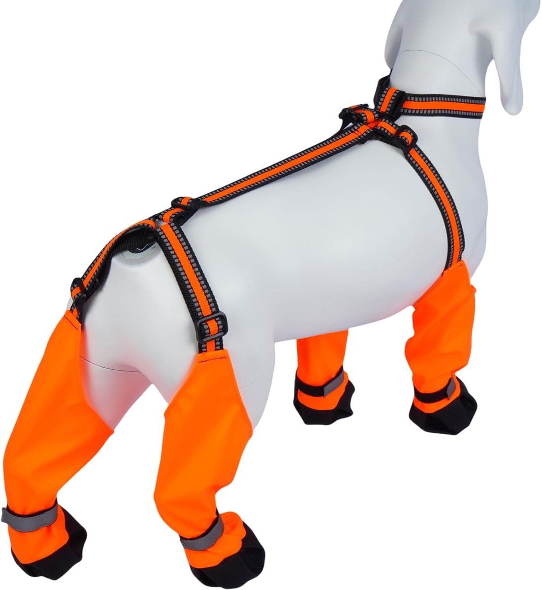 Waterproof Dog Boots With Suspenders, Adjustable Non Slip Paw Protectors For Outdoor Walks, Small To Medium Dogs, Orange, Size 2XL — image 5